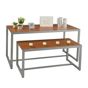 Nesting Rectangular Retail Display Table Set In Cherry Laminate