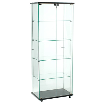 Frameless Glass Mobile Tower Showcase with Locking Doors 