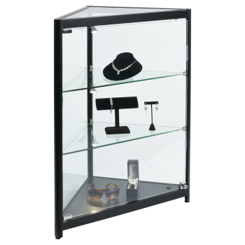 Fully Assembled Corner Display Case with LED Spotlights