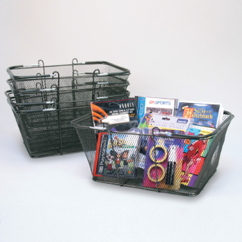 Black Metal Mesh Retail Shopping Baskets Set of 12
