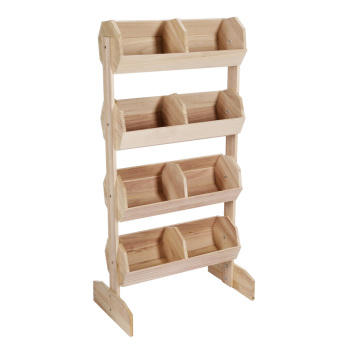 4 Tier Wood Barrel Display Rack with Dividers