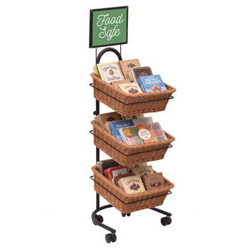 Mobile 3 Tier Square Basket Merchandise Display  