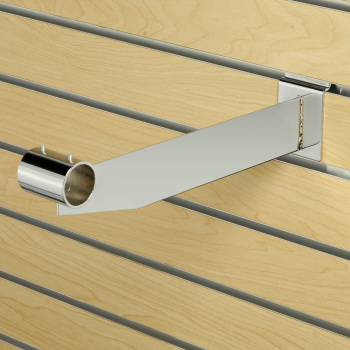 12 in. Round Tube Hangrail Bracket for Slatwall - Chrome