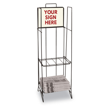 Metal Newspaper Display Rack with Two Shelves