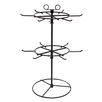 Metal 12 Peg Hook Counter Display Spinner - Black