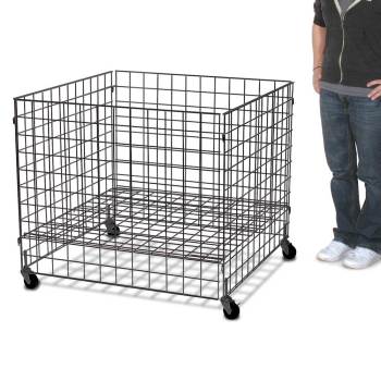 37.5 Inch Black Dump Display Bin - Adjustable Bottom & Casters