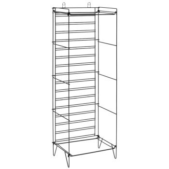 Folding Slatgrid Black Metal Merchandiser Display Rack for Peg Hooks and Baskets