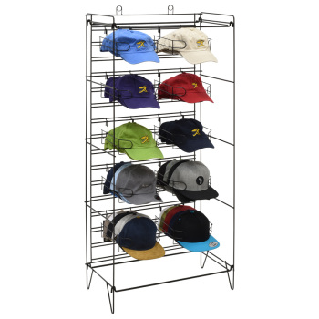 Folding Slatgrid Black Metal Hat Rack Display Rack - Holds up to 120 hats