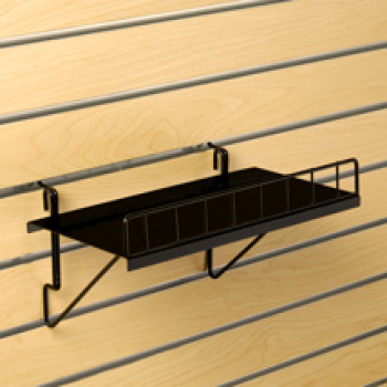 Solid Black Shelf with Lip for Slatwall - 12 in. W x 6 in. D