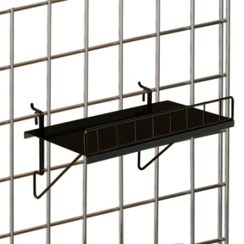 12 in. Solid Black Shelf With Wire Lip For Gridwall 