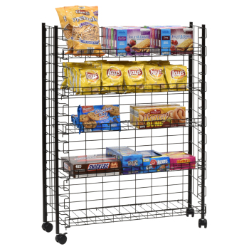 Retail Floor Display Rack with 5 Adjustable Shelves - 36 in wide for Snacks, Candy, Chips and More