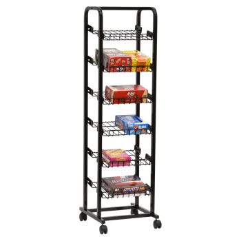 18 in Mobile Retail Display Merchandiser & Bakery Rack - 6 Angled Shelves