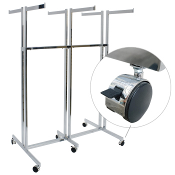 Chrome 6 Way Clothing Rack with Casters and Adjustable Height 24 Inch Straight Arms