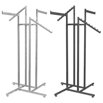 4 Way Clothing Rack With 2 Straight And 2 Slant Arms