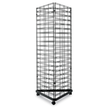 Black Slatgrid Triangle Tower Display With Casters