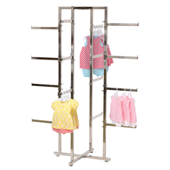 Folding Retail Clothing Rack with 16 Height Adjustable Display Arms with Chrome Finish is 61 inches