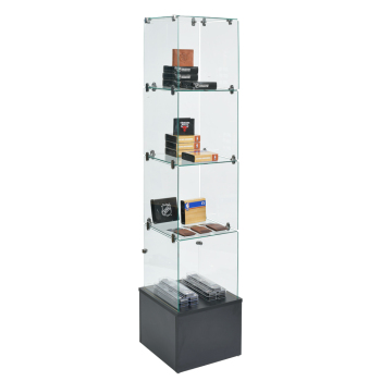 69 Inch Tall Glass Cube Tower Showcase