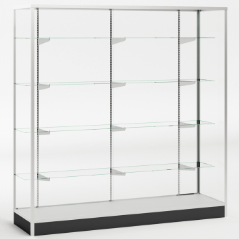 70 x 72 in. Glass Display Case - Chrome Wall Showcase with Glass Back