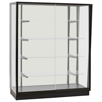 70 in. w Black Aluminum Framed Extra Vision Retail Display Showcase with Wood Back