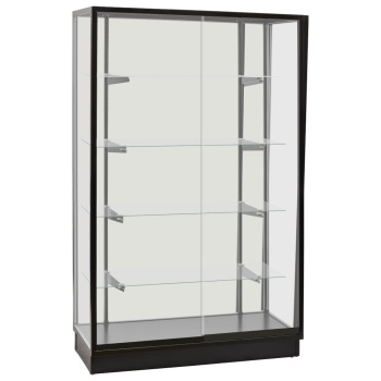 48 in. w Black Metal Framed Extra Vision Display Retail Showcase with Wood Back