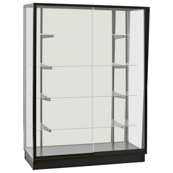 60 in. w Black Metal Framed Extra Vision Retail Display Showcase with Wood Back
