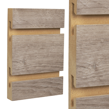Stormy Oak Horizontal Slatwall Panels - 4' H x 8' W