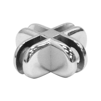 4 Way Chrome Clip Connector For Glass Cube Displays
