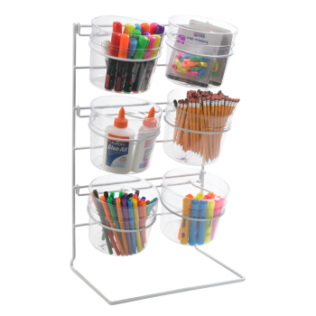 6 Jar Countertop Retail Display Rack with 6 Inch Diameter Clear Containers