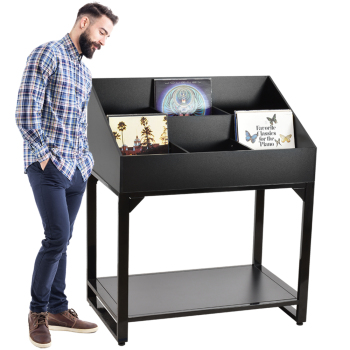 Black Laminate 6 Bin LP Record Display Browser Can Display 360 LPs