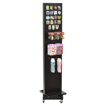 2-Sided Metal Pegboard Floor Spinner with Casters  - 13 in wide Panels for Magnets & Peg Hooks
