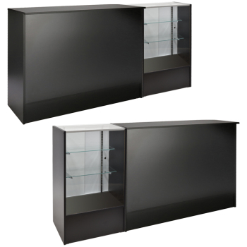 Black 72 in. All In One Service Counter with Glass Display Showcase