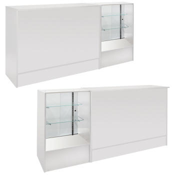 White 72 in. All In One Service Counter with Glass Display Showcase