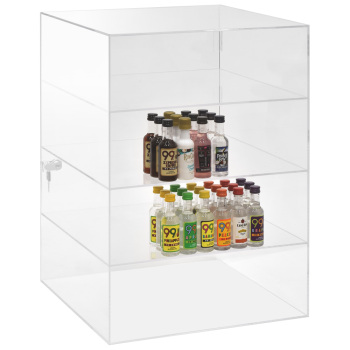 4 Shelf Acrylic Locking Countertop Retail Display Showcase For 50Ml Liquor Bottles & E-Juice 15" Sq.