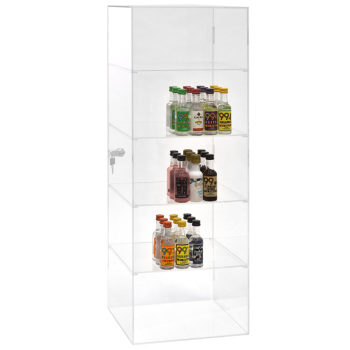 Locking Acrylic 5 Shelf Countertop Mini Liquor Bottle Display Case - 30 In H For Checkout Counters