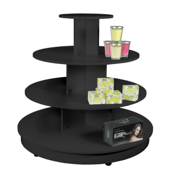 4 Tier Round Wood Display Table with Casters 