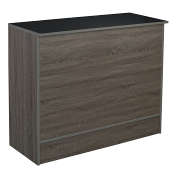 48 in. Retail Cash Register Checkout Service Counter with a Modern Distressed Dark Wood Laminate