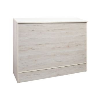 48 in. Retail Cash Register Checkout Service Counter with a Modern Light Distressed Wood Laminate