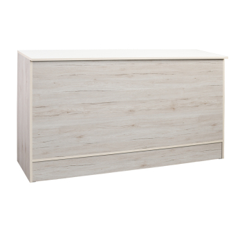 70 in. Retail Cash Register Checkout Service Counter with a Modern Light Grey Laminate Finish