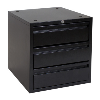 Black 3-Drawer Stackable Locking Cabinet for Video Games, DVDs & CDs