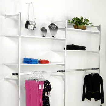 Chrome Outrigger Wall Shelving Display Store Fixtures Retail Clothing Rack