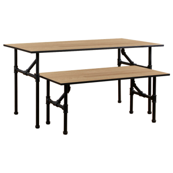 Nesting Wood Table With Pipe Legs