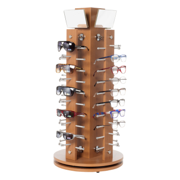 Cherry Wooden Countertop Eyewear Spinner Display - Holds 40 pairs