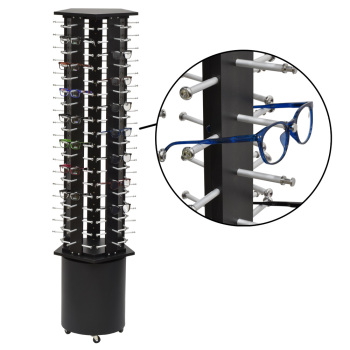 Black Wooden Floor Standing Eyewear Spinner - Displays 90 Pairs Of Glasses