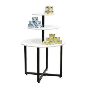 3-Tier-White-Laminate-Round-Retail-Display-Table-with-Black-Metal-Legs 