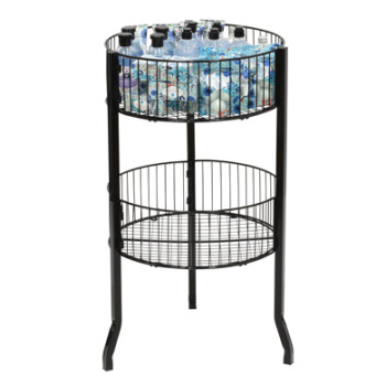 Black 2 Tier Circular Wire Dump Floor Display Bin - 18 in Diameter Retail Rack