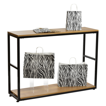 Steel Frame Modern Console Table With 2 Wood Laminate Shelves