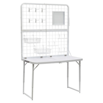 Grid N Go All-In-One Portable Retail Display Table with Folding 46.5 in w x 46 in h Gridwall Panel 