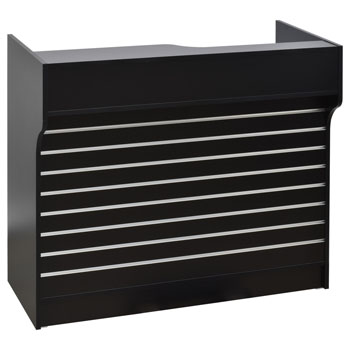 Black Heavy Duty 48 in. Ledgetop Counter - Slatwall Front with Metal Inserts 