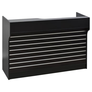 Black 72 in. Heavy Duty Ledgetop Counter with Metal Insert Slatwall Front