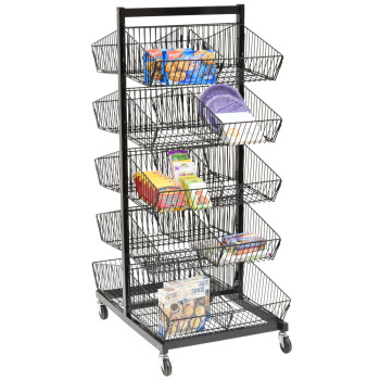 Double Sided Mobile 10 Metal Retail Display Merchandiser - 59 in Tall 
